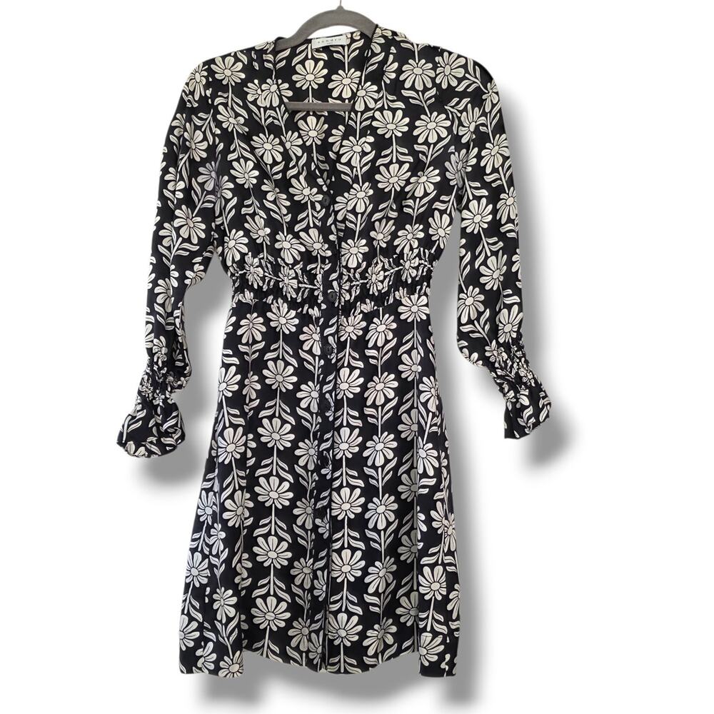 SANDRO Illiana Dress Womens EU 34‎ US 4 Floral Silk Ruffle Cuffs Mini